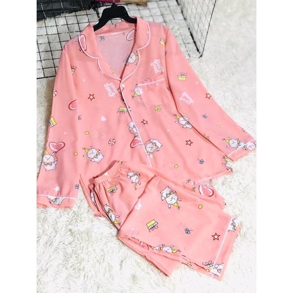 Bộ Pijama mặc nhà lụa Hàn mát mịn dưới 70kg
