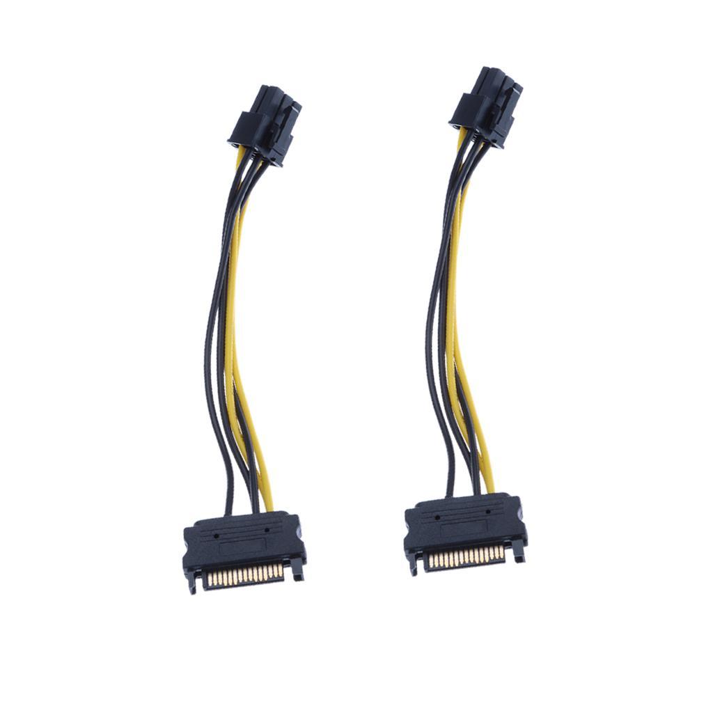 2x 15pin SATA Power to 6pin PCIe PCI Express Adapter Cable for Video Card