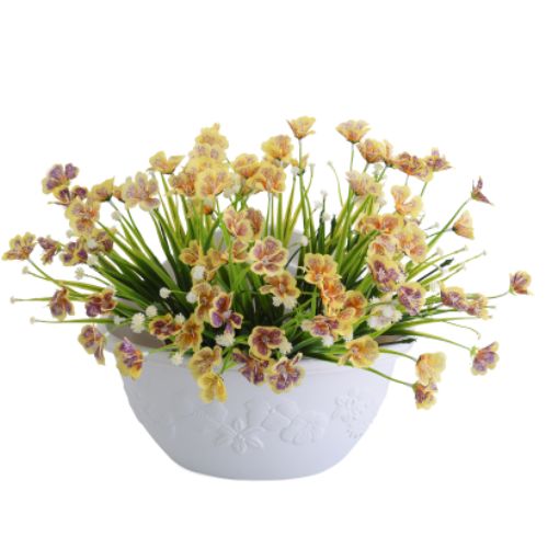 Chậu Nhựa Ốp Tường Giả Sứ Cao Cấp, Có Nút Bịt Giữ Nước hoặc Thoát Nước Tiện Lợi - Chậu Hoa Ốp Tường Trồng Cây - Chậu Cây Ốp Tường Màu Trắng Có Vân Hoa Văn Sang Trọng