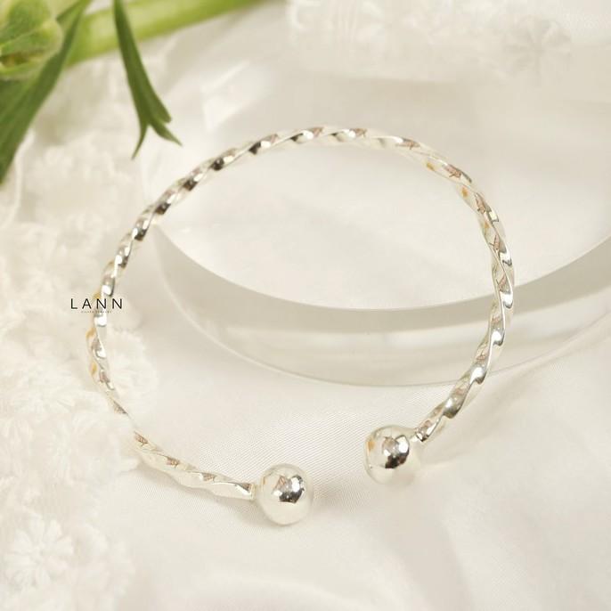 Kiềng hai đầu tròn thân xoắn S925 LANN