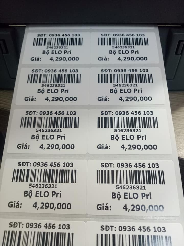 Set 5 cuộn decal in tem nhãn, mã vạch 50x30mm, 2 tem/hàng, cuộn 50m