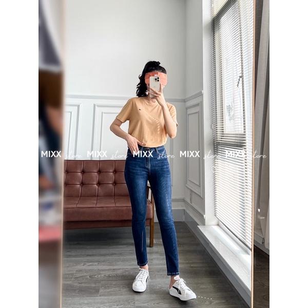 Quần Jean Nữ Skinny Trơn chất dày dặn co giãn thoải mái phom 9 tấc lưng vừa ngang rốn