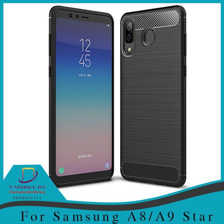 Ốp lưng cho Samsung A6 A7 A8 Plus A8 Star A9 2018 M20 carbon phay xước chống sốc chống vân tay