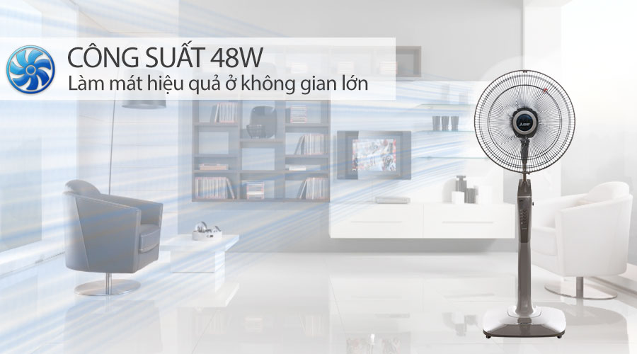 Quạt Đứng cao cấp MITSUBISHI LV16-RV CY-RD  48W, cánh 40cm, có điều chỉnh độ cao Made in Thailand HÀNG CHÍNH HÃNG