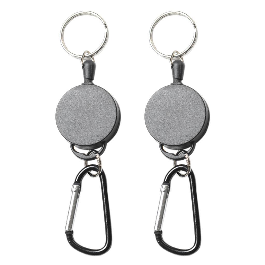 2 Pieces Retractable Key Chain Steel Reel Recoil Chain Key Ring Belt Clip