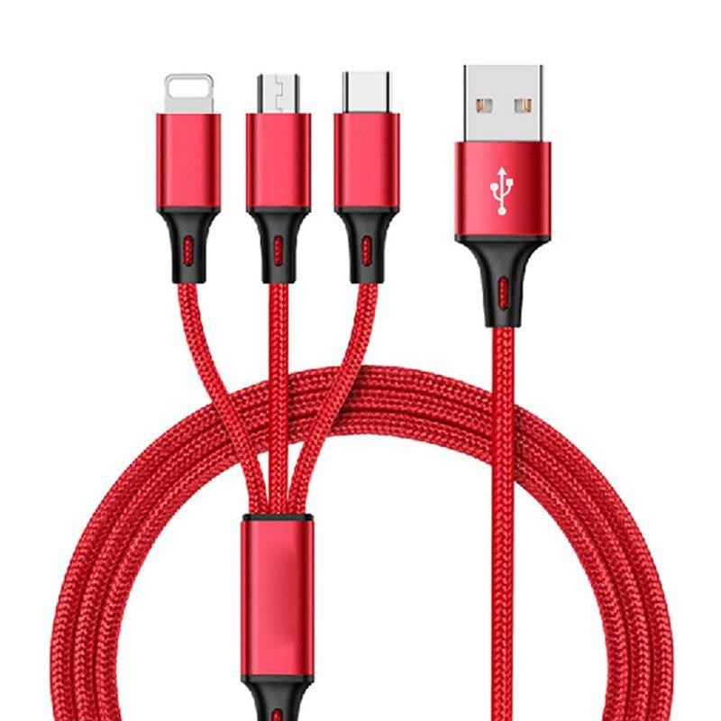 Cáp sạc đa năng 3 trong 1 - Lightning - Micro USB - Type C - Dây dù siêu bền [ màu ngẫu nhiên ]