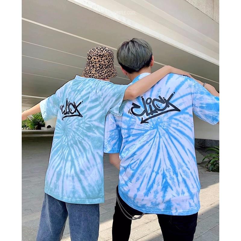 Áo thun màu loang Click, có 3 màu, freesize <65kg, cho cả nam và nữ