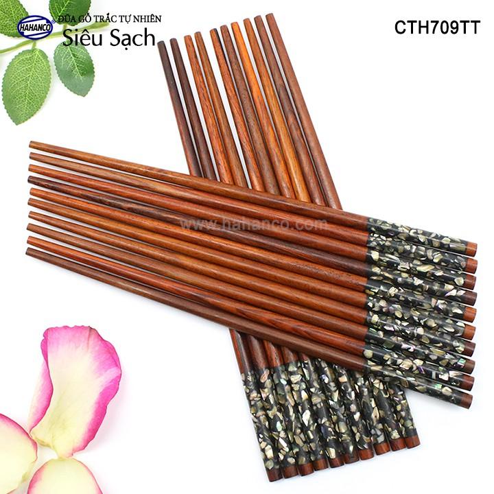 Đũa gỗ Trắc đầu cẩm quy ốc bào ngư Úc ️CTH709TT - Đựng trong hộp sang trọng, có thể mang đi biếu, tặng