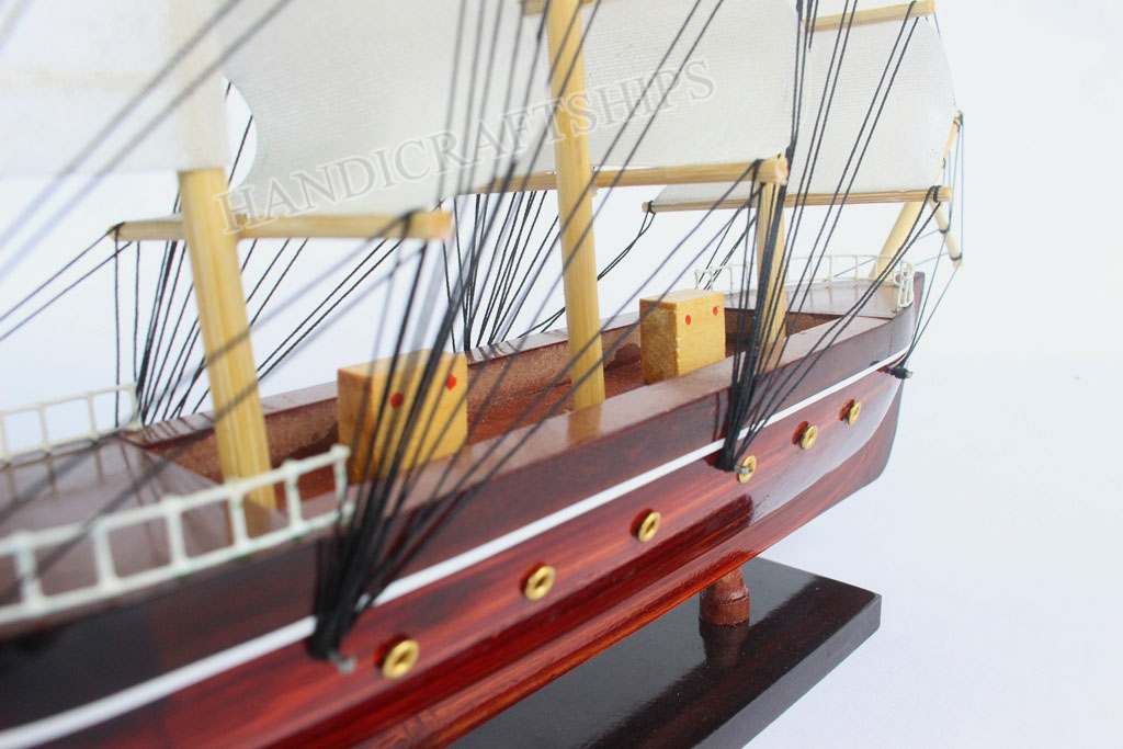 (Sẵn sàng trưng bày) Mô hình thuyền handmade trang trí nhà cửa (30cm - trắng) có hỗ trơ ship