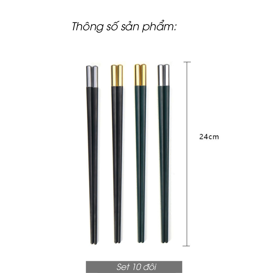 Set 10 đôi đũa hợp kim Ecodeals Habo - Sợi thủy tinh &amp; hợp kim cao cấp