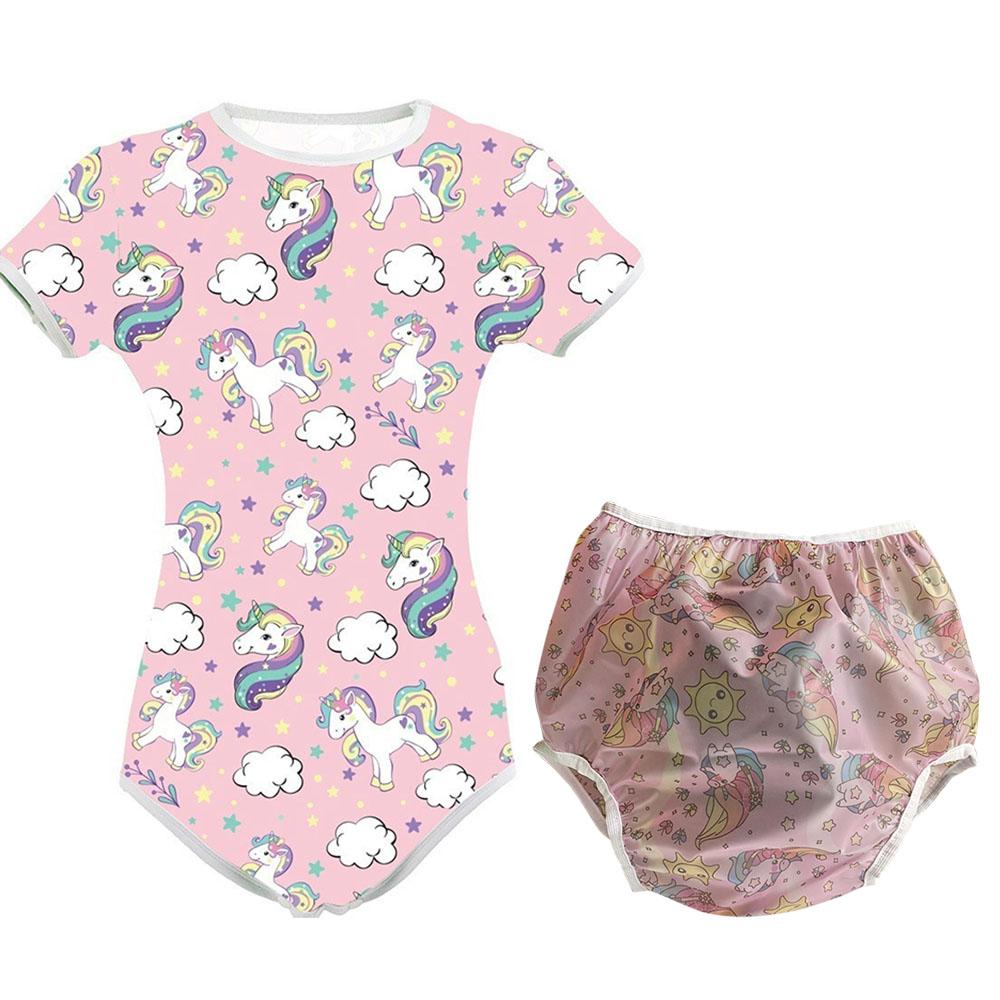 Người Lớn Bodysuit Cho Bé Gái Ẻo Lả Tích Tắc Đáy Quần Bộ Đồ Ngủ ABDL Onesie Và Nhựa PVC Vỏ Tã Bộ