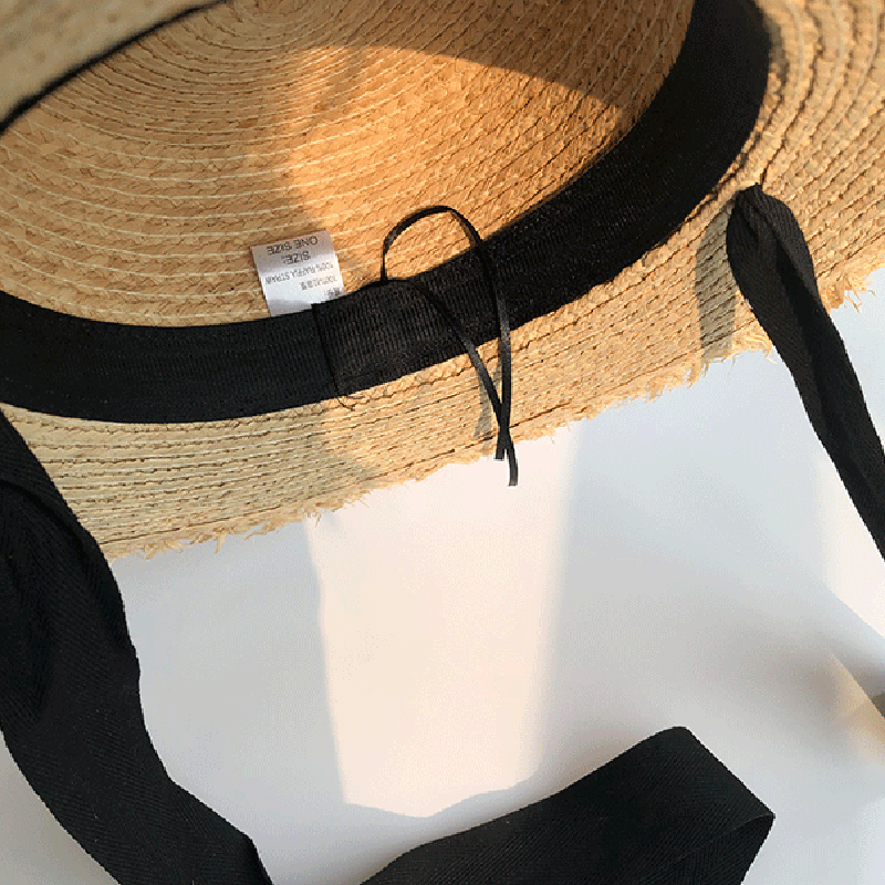 Mũ Lưỡi Trai Nữ Rộng Vành Chống Nắng Đi Biển Nón Đen Trắng Ruy Băng Nơ Ống Hút Nắp Casual Nữ Đầu Dẹt panama Hat