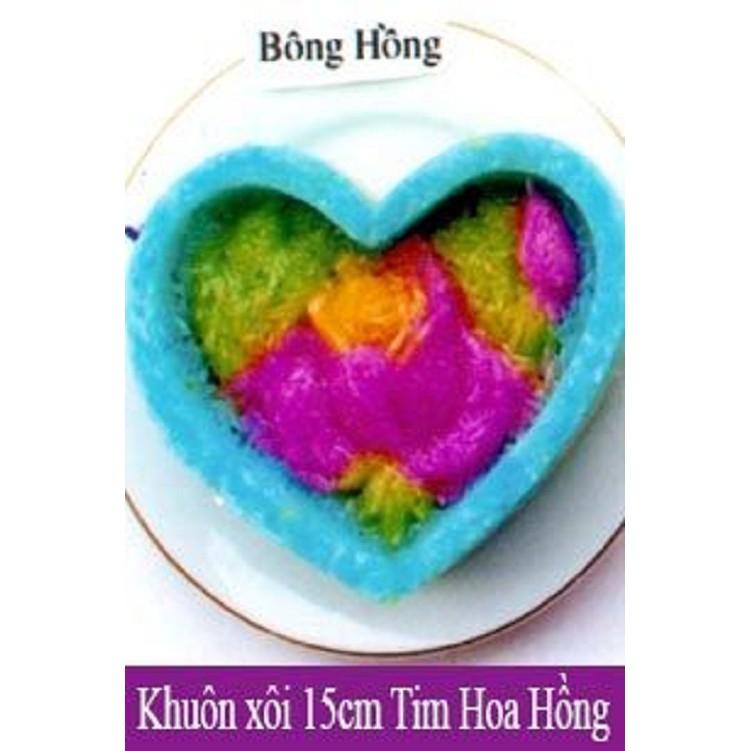 Khuôn xôi trái tim hình hoa hồng