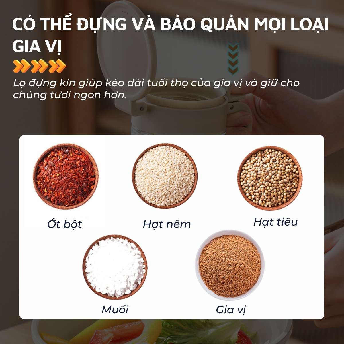 Lọ đựng gia vị, hũ đựng gia vị thủy tinh và nhựa PP DandiHome sang trọng, bền, đẹp, tiện lợi