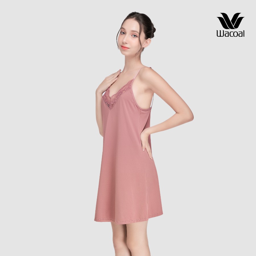 Đầm ngủ Wacoal 2 dây, chéo lưng, thun lạnh, ren nhẹ phần cup áo ILN4974 - LN4974