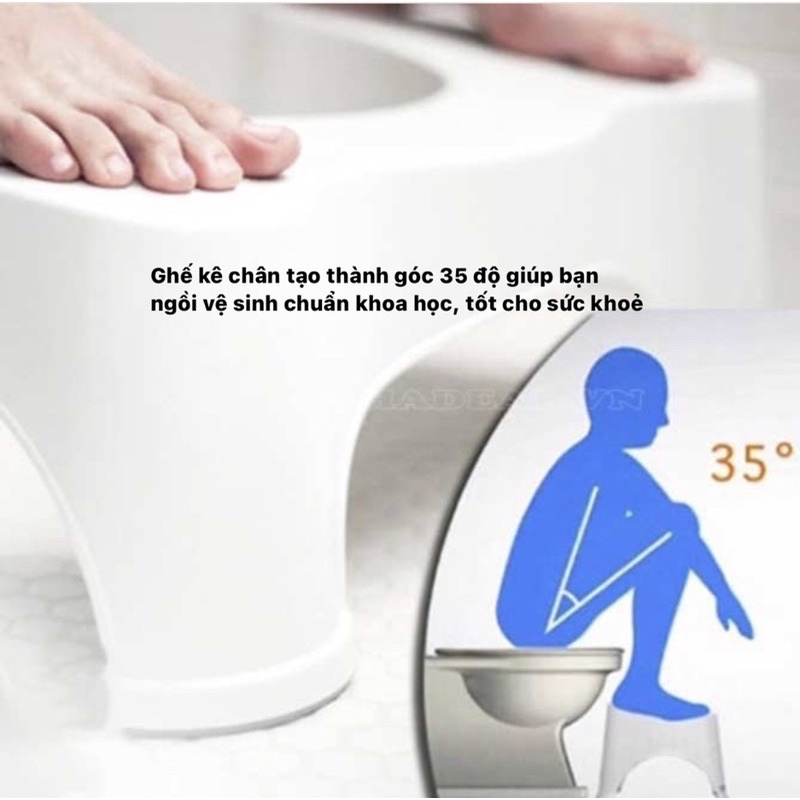 Ghế kê chân toilet, bồn cầu chống táo bón Việt Nhật , ghế kê chân đi vệ sinh cho bé siêu bền tiện dụng tặng kèm 3 khăn lau grofa- Hàng chính hãng