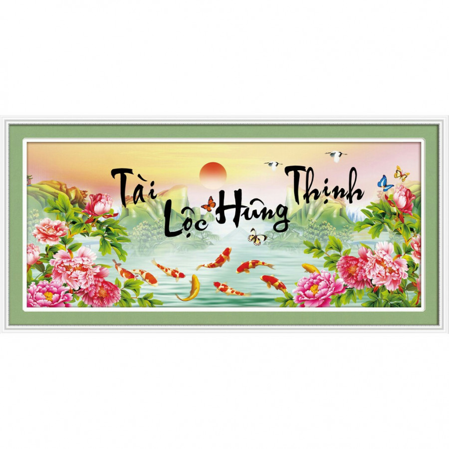Tranh thêu Tài lộc hưng thịnh 88927 kích thước 93 × 44 cm