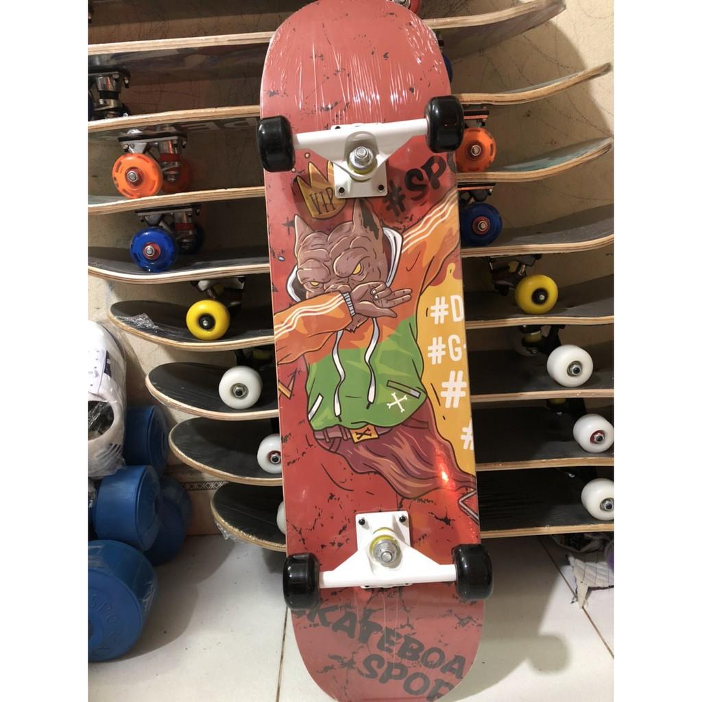 Ván trượt thể thao mặt nhám skateboard gỗ ép 7 lớp chuẩn chất lượng thi đấu, họa tiết đa dạng