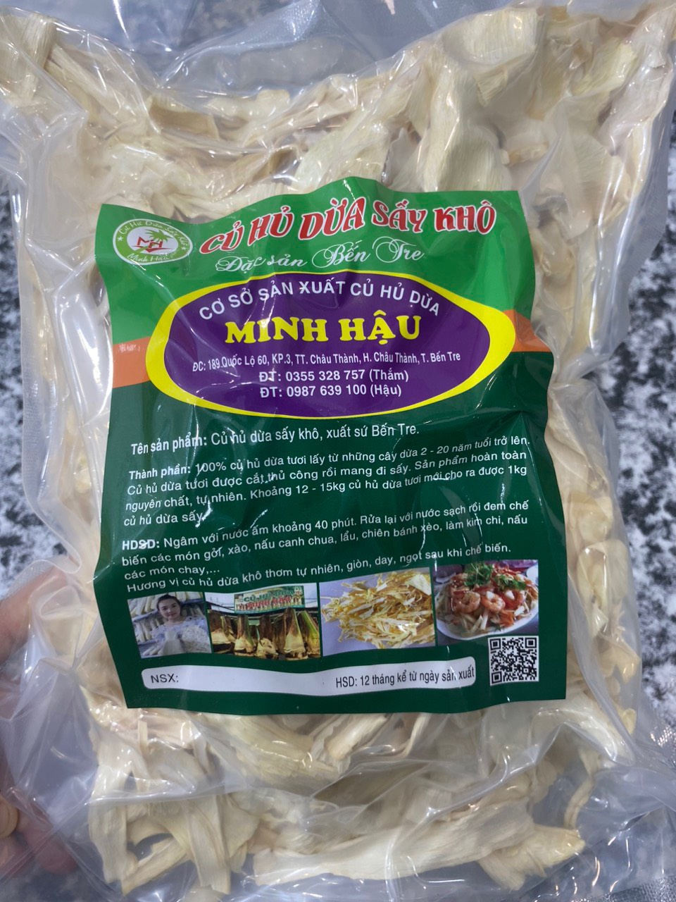 Củ Hủ Dừa Sấy Khô Minh Hậu Đặc Sản Bến Tre Túi Zip 500Gr