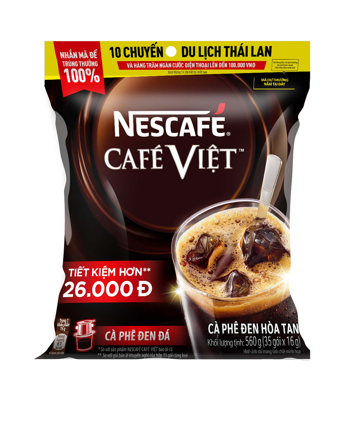 Cà phê hòa tan NESCAFÉ Café Việt Cà phê đen đá (Túi 35 gói x 16g)