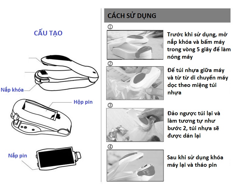 Dụng Cụ Hàn Miệng Túi Thực Phẩm Mini Cầm Tay Tiện Lợi