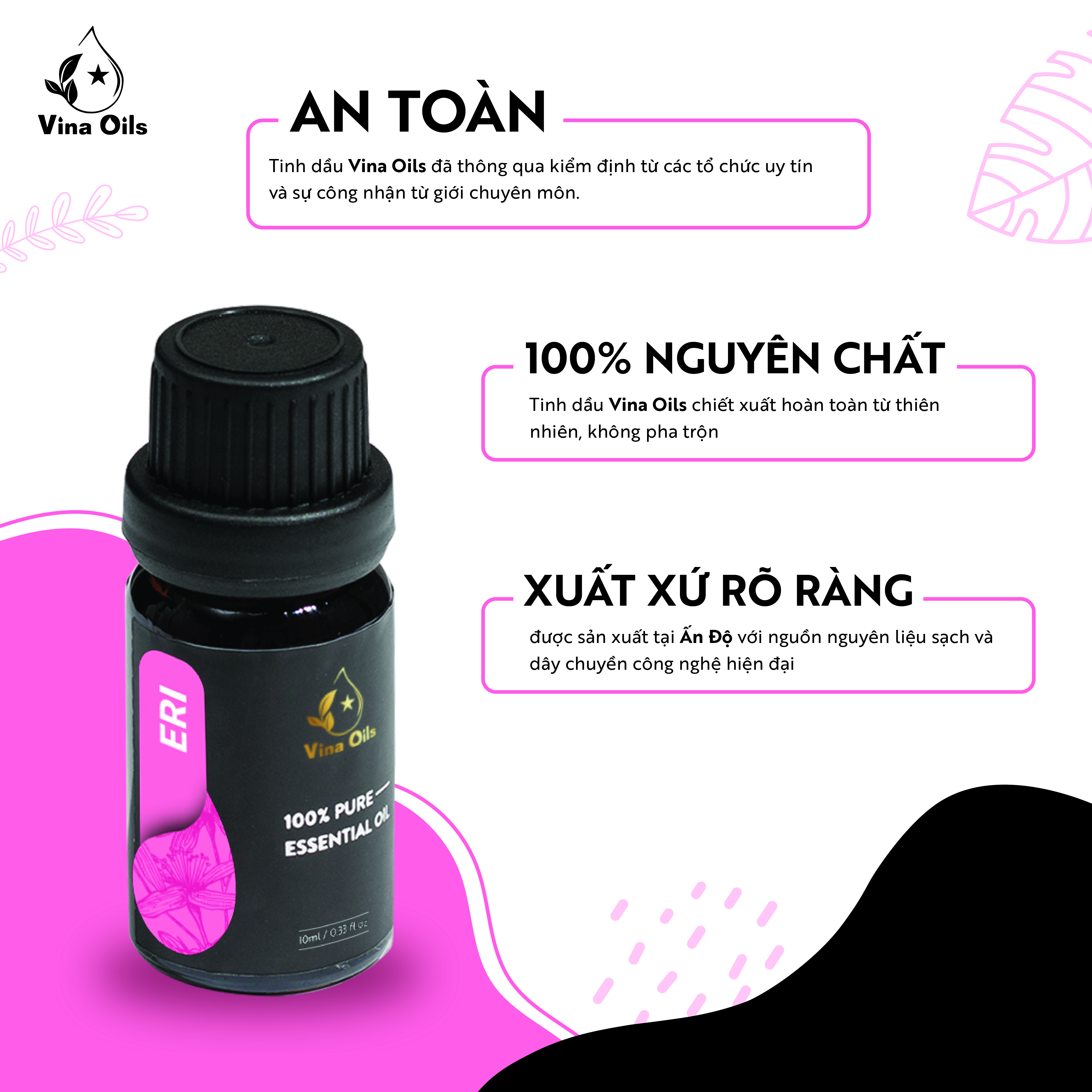 Tinh Dầu ERI Vina Oils 10ml - Chiết Xuất Từ Trà Trắng, Sen, Gừng, Hoa Hồng, Cam - Hương Thơm Dịu Nhẹ Giúp Tinh Thần Thư Giãn Thoải Mái, Tạo Không Gian Mát Mẻ Dễ Chịu Giúp Ngủ Ngon