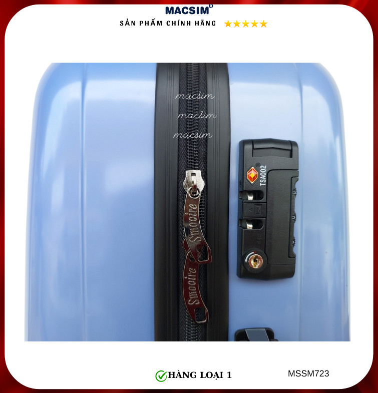 Vali cao cấp Macsim Smooire MSSM723 cỡ 24 inch màu Sky blue - Hàng loại 1
