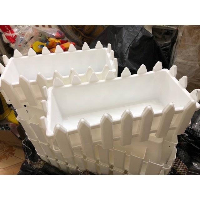 Chậu Nhựa Hàng Rào Size To - 45x20x15cm - Hàng Loại 1 Dày, Bóng Đẹp - Chậu Nhựa Composite Trồng Hoa