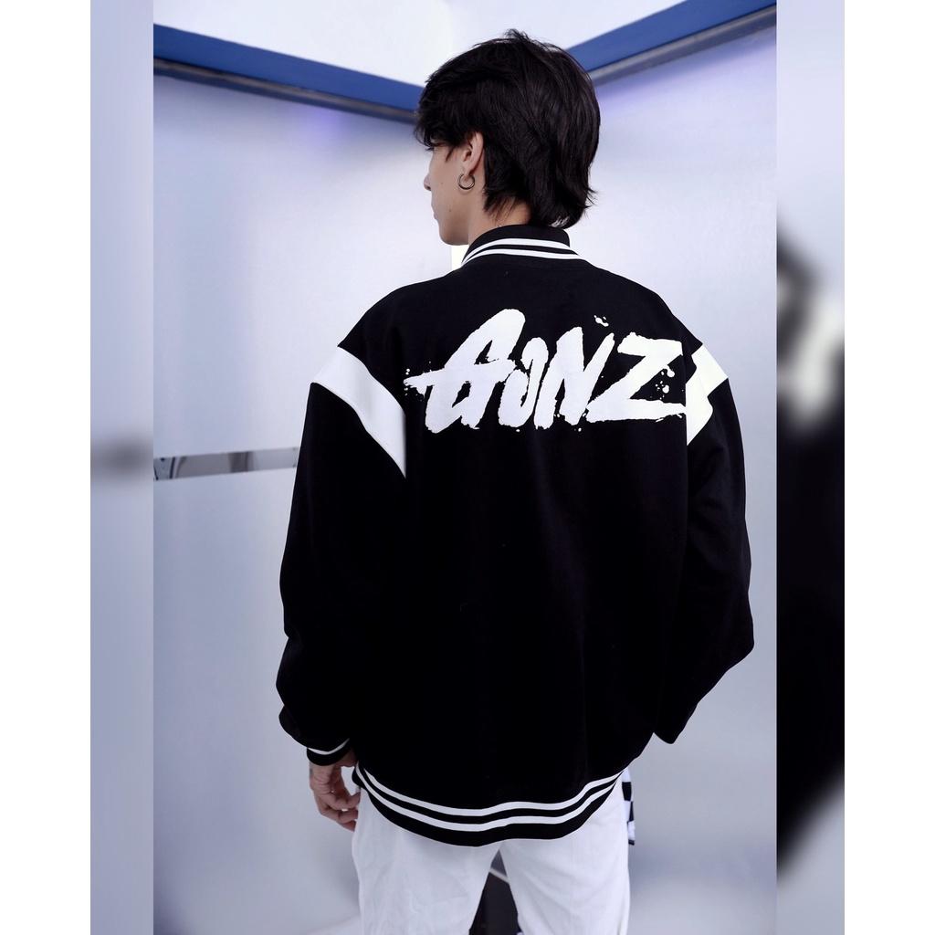 Áo Khoác Form Rộng Nỉ Jacket Varsity FunFace Gonz K1 - Đen