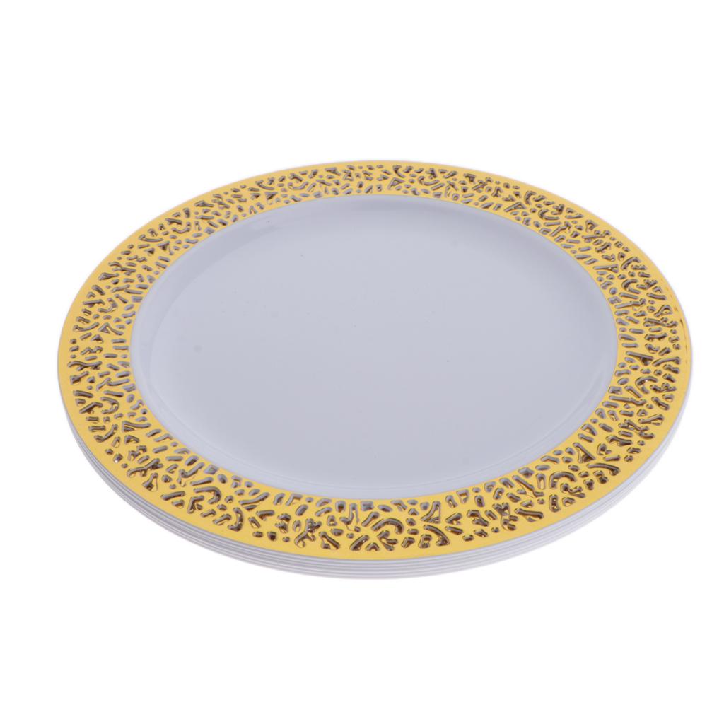 6pcs Plastic Plates Disposable Dinnerware Dinner Wedding Dishes