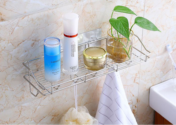 Kệ dán tường đựng vật dụng kèm 6 móc