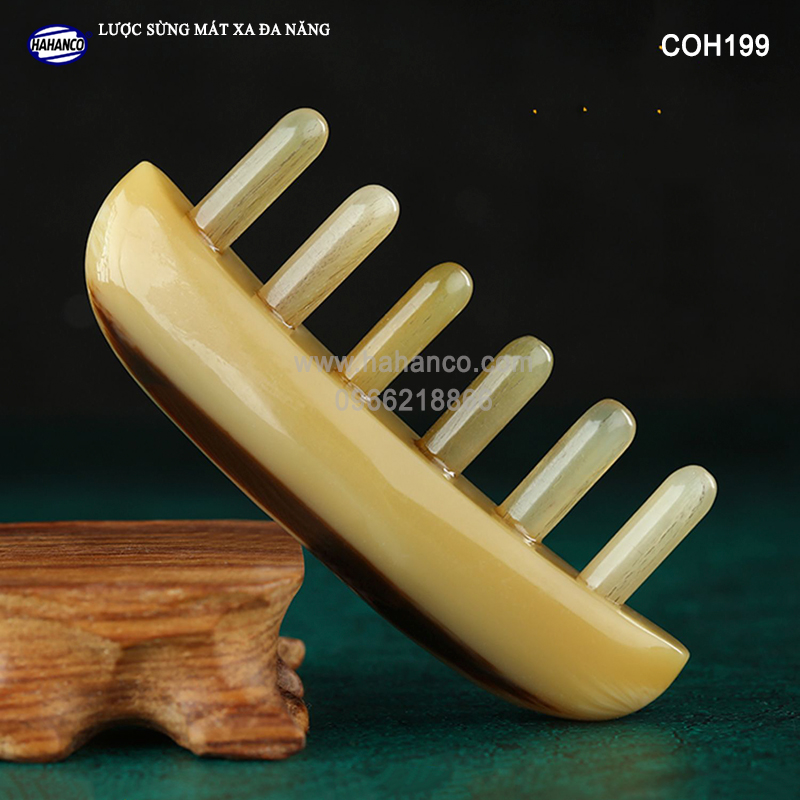 Lược sừng MÁT XA toàn thân đa năng thư giãn, Massage đầu giúp lưu thông máu đả thông kinh mạch, giảm nguy cơ đau đầu chóng mặt khi ngồi làm việc lâu - HAHANCO