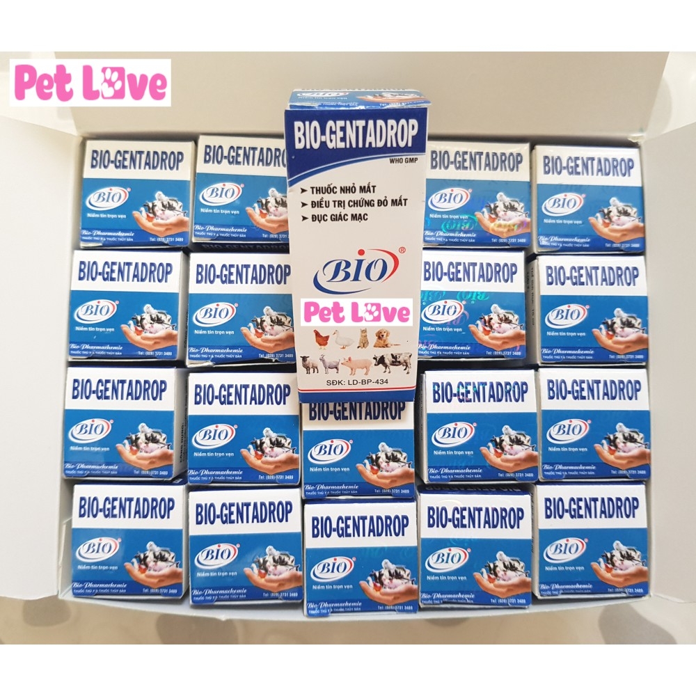 1 hộp nhỏ mắt chó mèo Bio Gentadrop