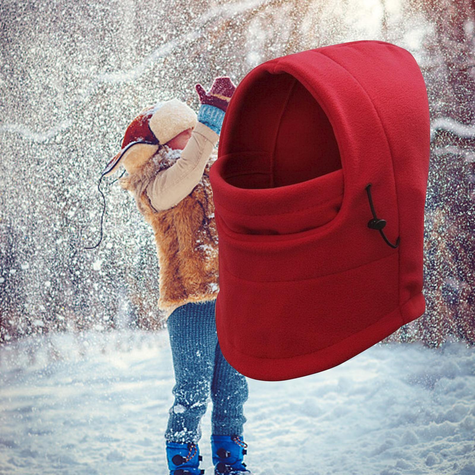 Balaclava Adjustable Scarf Winter Hat Windproof Neck Warmer Comfortable Red