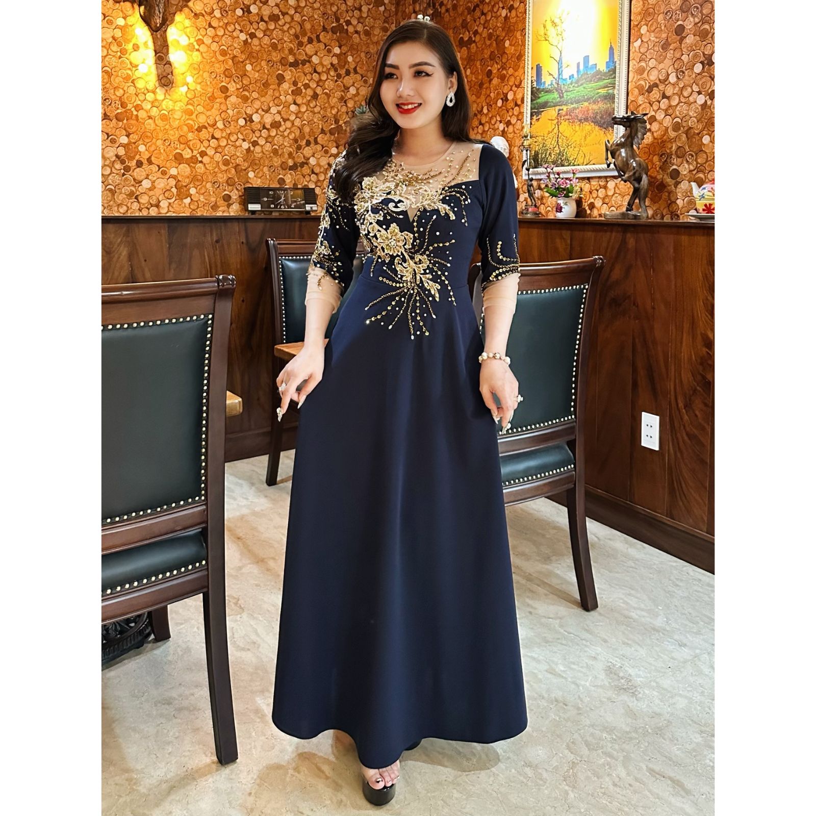 Đầm Dạ Hội Thiết Kế Dáng Xòe Kết Hoa Sang Trọng Cao Cấp Kelly Dress