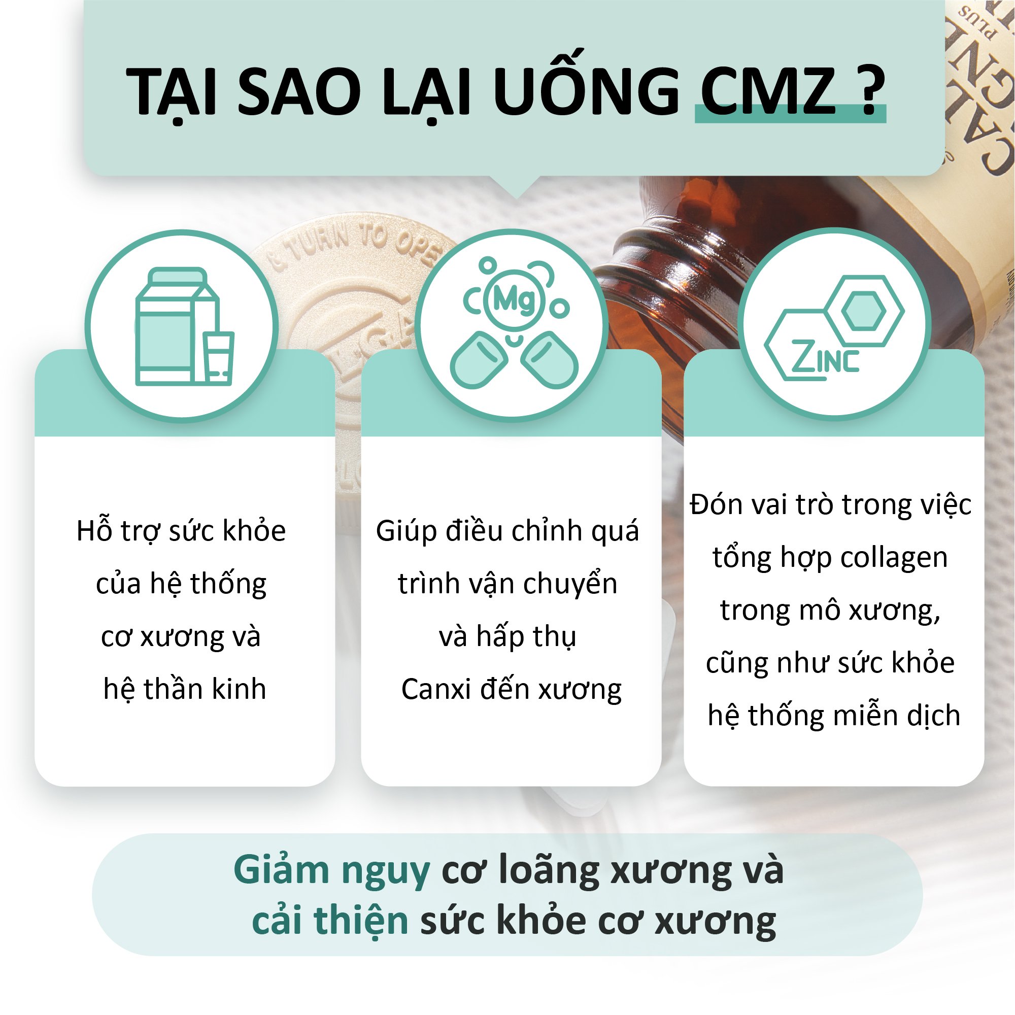 Viên Uống Solgar Calcium Magnesium Plus Zinc Hỗ Trợ Phát Triển Xương,Hoạt Động Cơ Bắp,Hỗ Trợ Tế Bào Thần Kinh