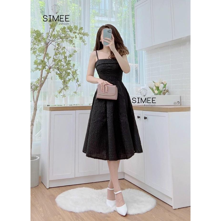 TTL đầm trắng 2 dây xòe dự tiệc xếp ly ngực xốp có mút thiết kế cao cấp