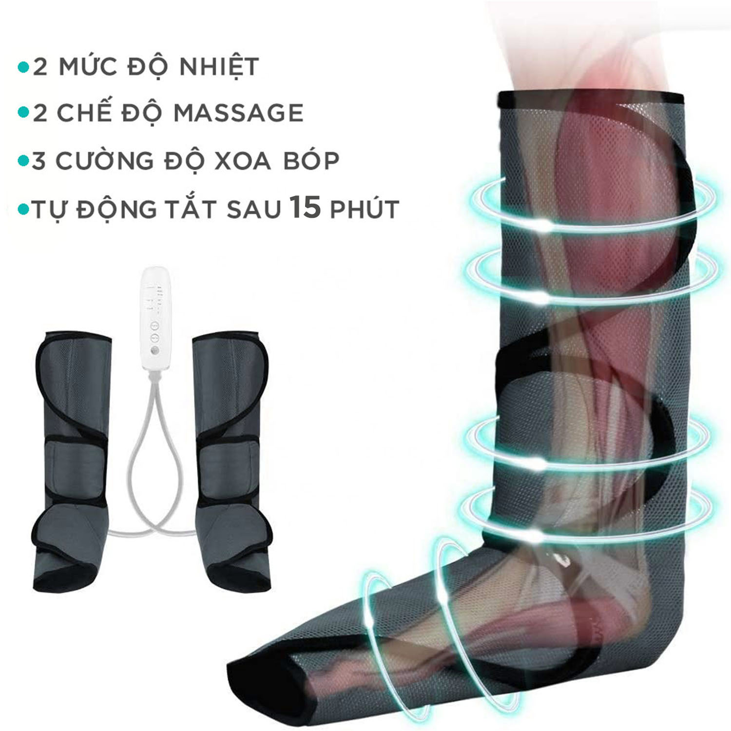 Máy Massage Cao Cấp KINGTECH ST-502B - Giúp Tuần Hoàn, Giảm Đau Mỏi - Mát xa Thư Giãn Bàn Và Bắp Chân Tích Hợp Nhiệt Kèm Điều Khiển Cầm Tay - Quà Tặng Ý Nghĩa Cho Người Thân