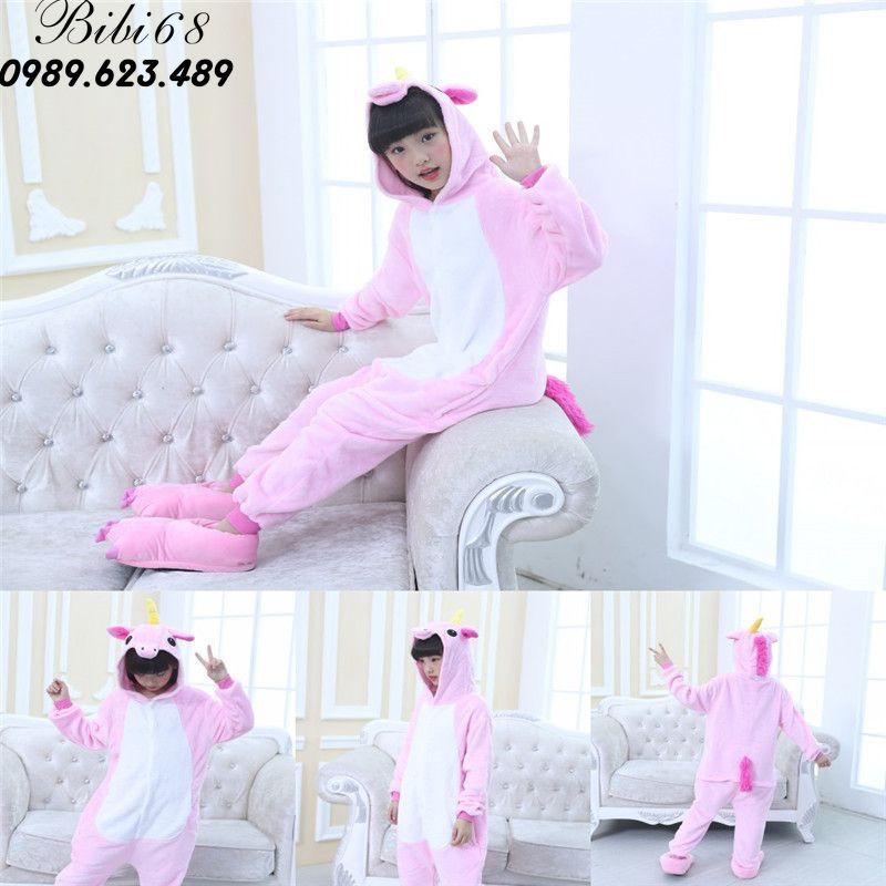 Bộ Đồ hình thú liền thân lông mịn Pijama dành Cho Người Lớn và Trẻ Em Hoạt Hình Cosplay