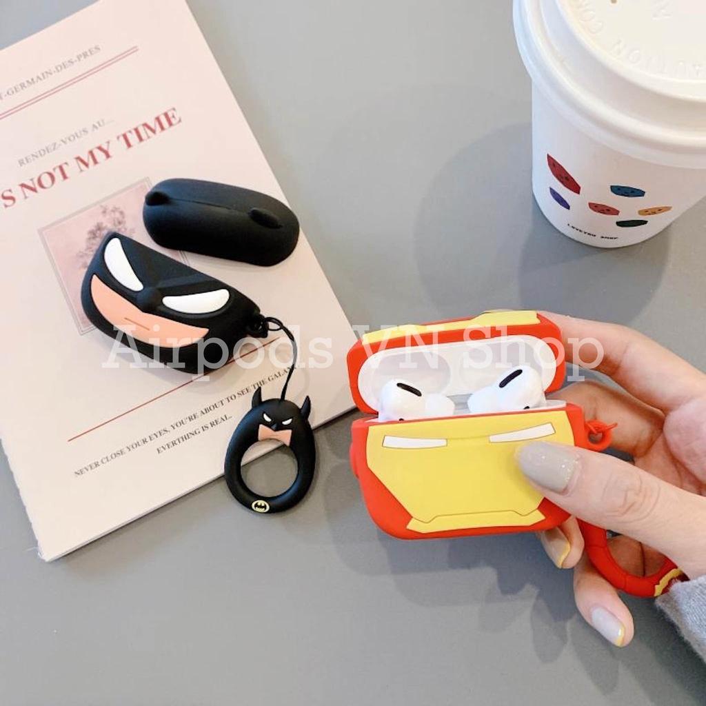 Bao Case Ốp dành cho Airpods Pro siêu anh hùng Batman & Ironman silicon cao cấp