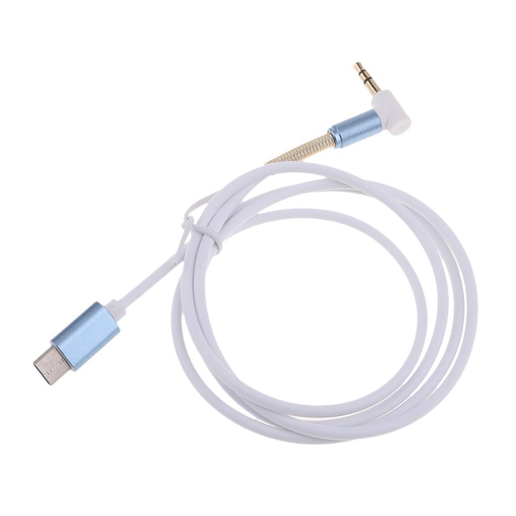 Type C to 3.5mm Male Stereo Converter Cable Audio Aux Adapter Cable White