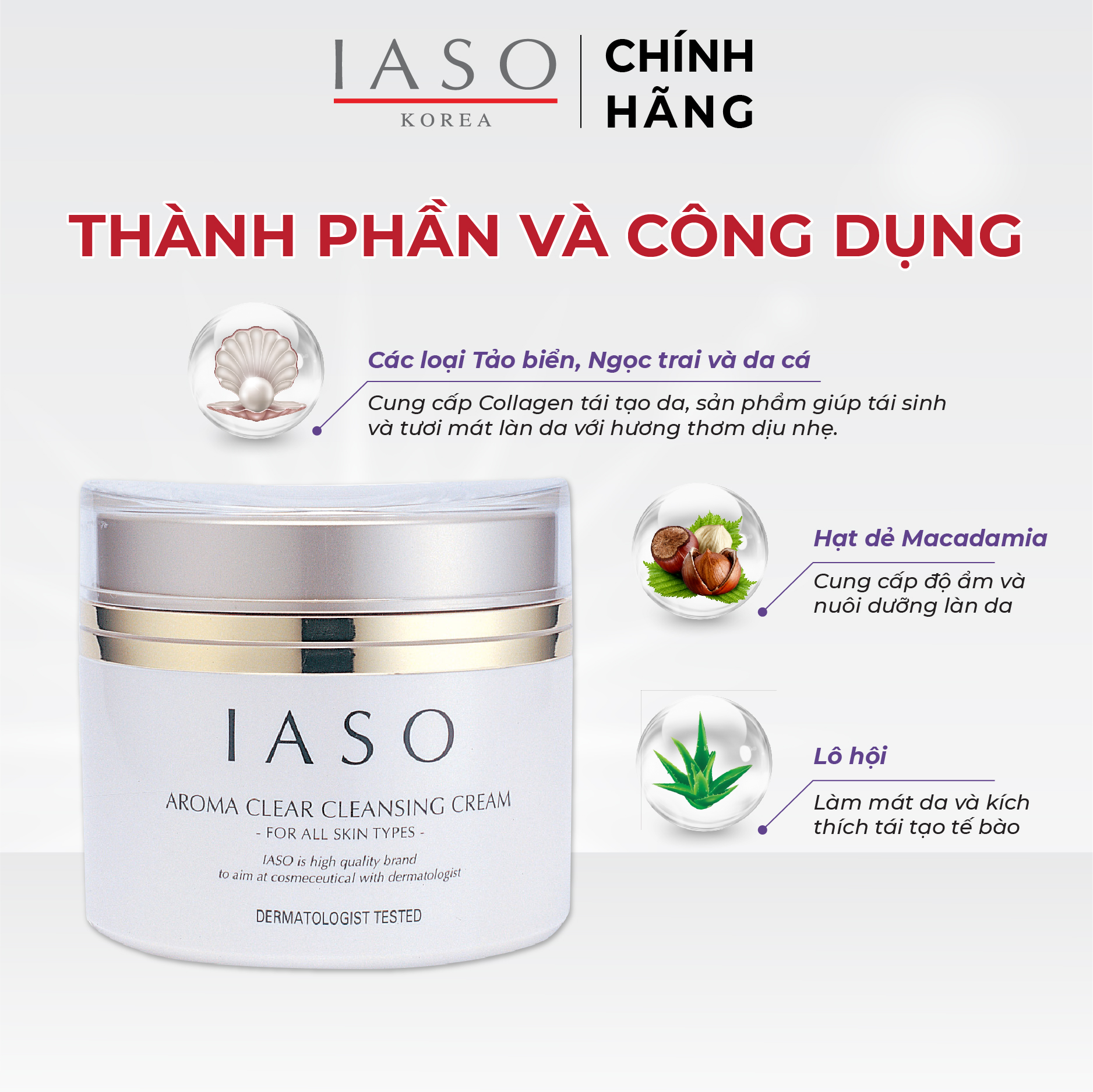 I02 Kem tẩy trang IASO Aroma Clear Cleansing Cream 250ml