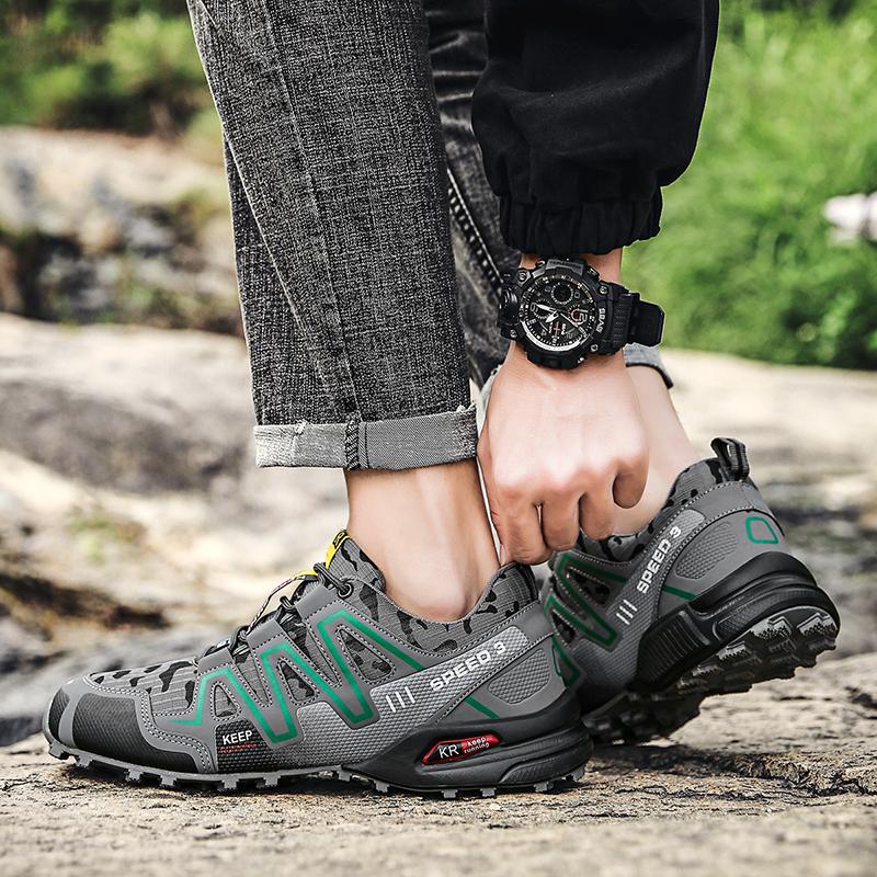 Giày chạy bộ ngoài đường nam, giày đi bộ du lịch ngoài trời, giày đi bộ đường dài, thoáng khí Color: 905-grey Shoe Size: 46