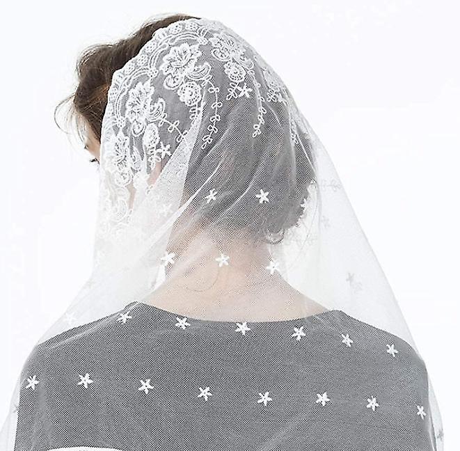 Hoa Ren Mạng Che Đầu Che Đầu Latin Khối Lượng Mantilla Mạng Che Mặt Khăn Ngắn Cho Phụ Nữ Cô Dâu