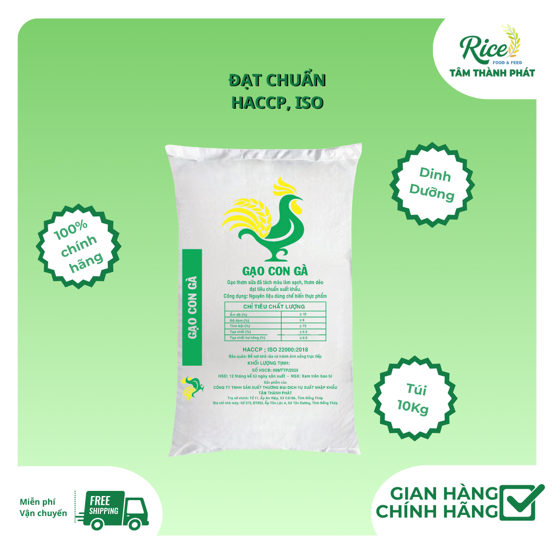 10KG GẠO THƠM SỮA - HIỆU CON GÀ