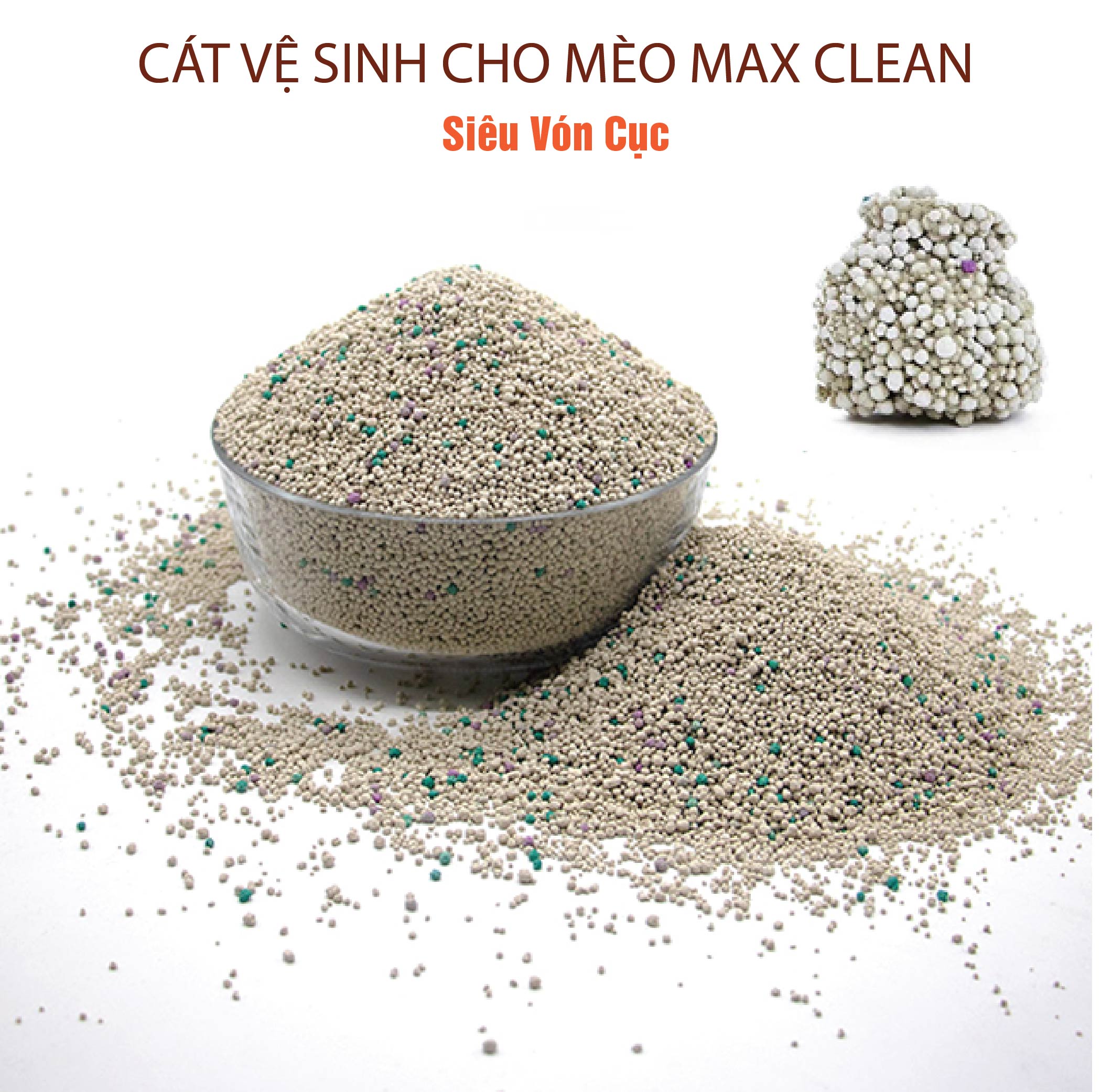 Cát Vệ Sinh Cho Mèo Cao Cấp Max Clean Vón Cực Nhanh, Rất Ít Bụi, Thấm Hút Tốt, Trọng Lượng 4Kg