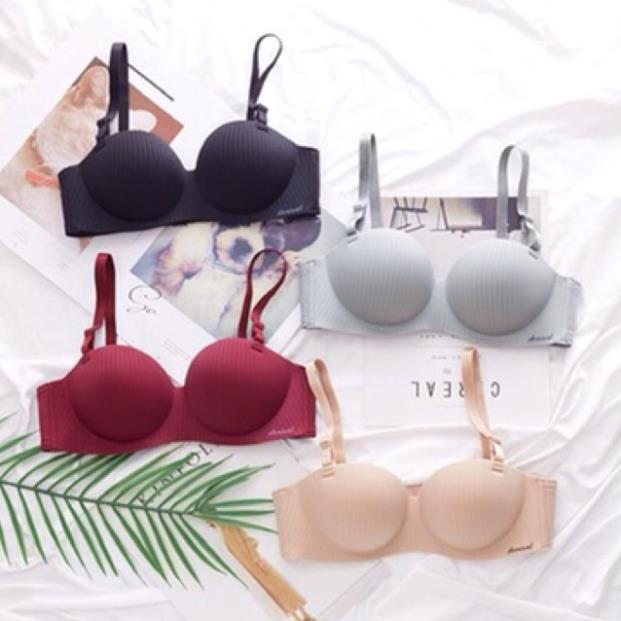 Áo Lót Nâng Ngực Không Gọng Đệm Vừa Cup Ngang Vân Dọc Có Viền Chống Tụt 2288