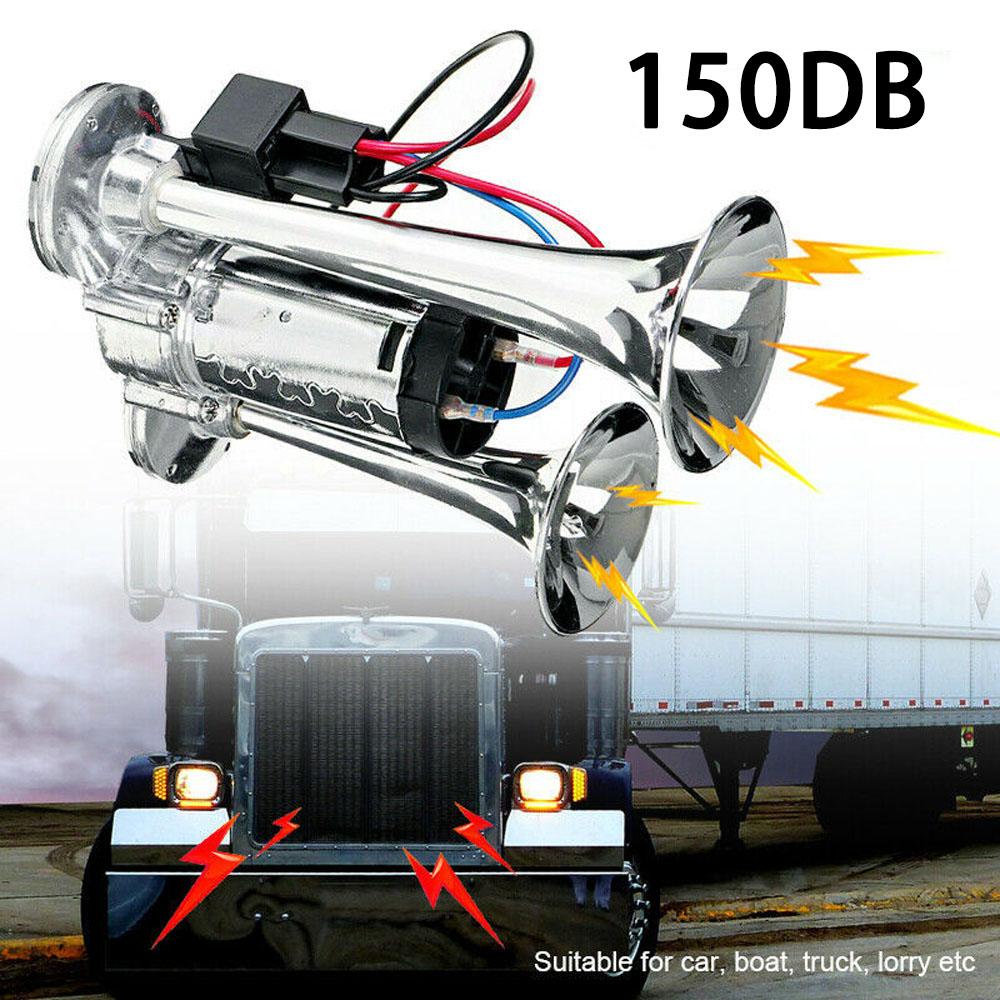 150DB Car Horn Electric Horn Loudspeaker Dual Trumpet Electric Horn Air Horn 12V with Relay for Car Boat Truck