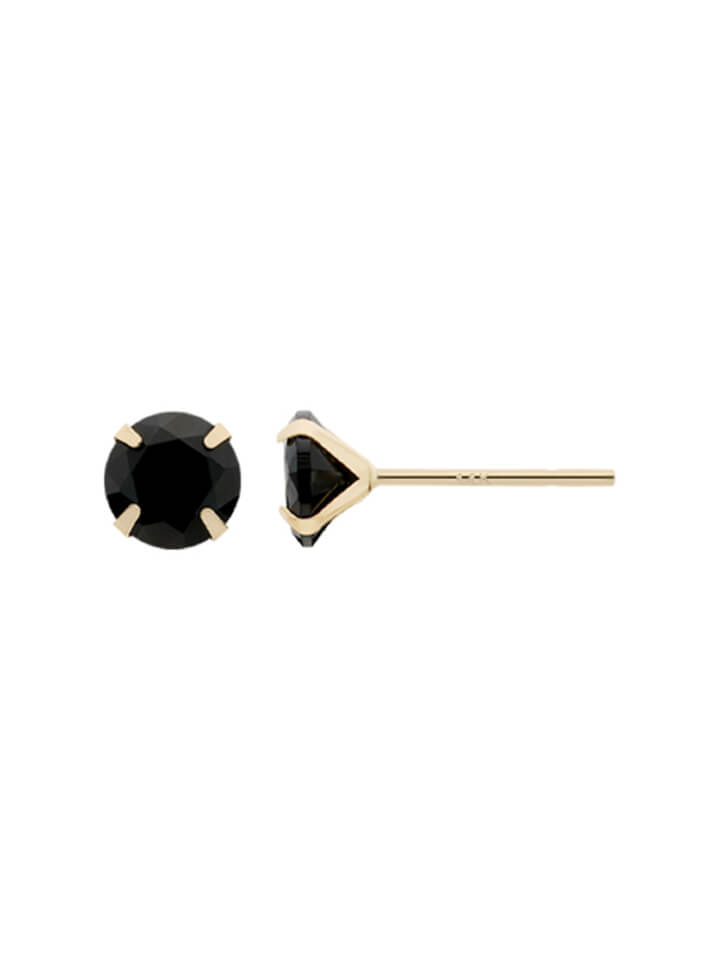 14K Gold Post Earrings Black - MOON Jewelry