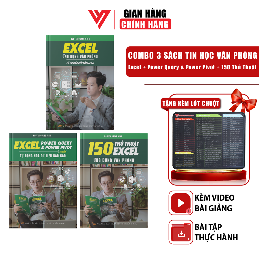 Combo 3 Sách Power Query & Power Pivot, 150 Thủ Thuật Và Excel Cơ Bản Đến Nâng Cao Kèm Video Khóa Học